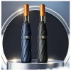 Hengdun Light luxury solid wood handle fully automatic three-fold sunshade umbrella, black rubber sun protection and UV protection, enlarged double-person umbrella for both weather and rain, gift box packaging, can be printed with LOGO, business gift advertisement, folding umbrella full image